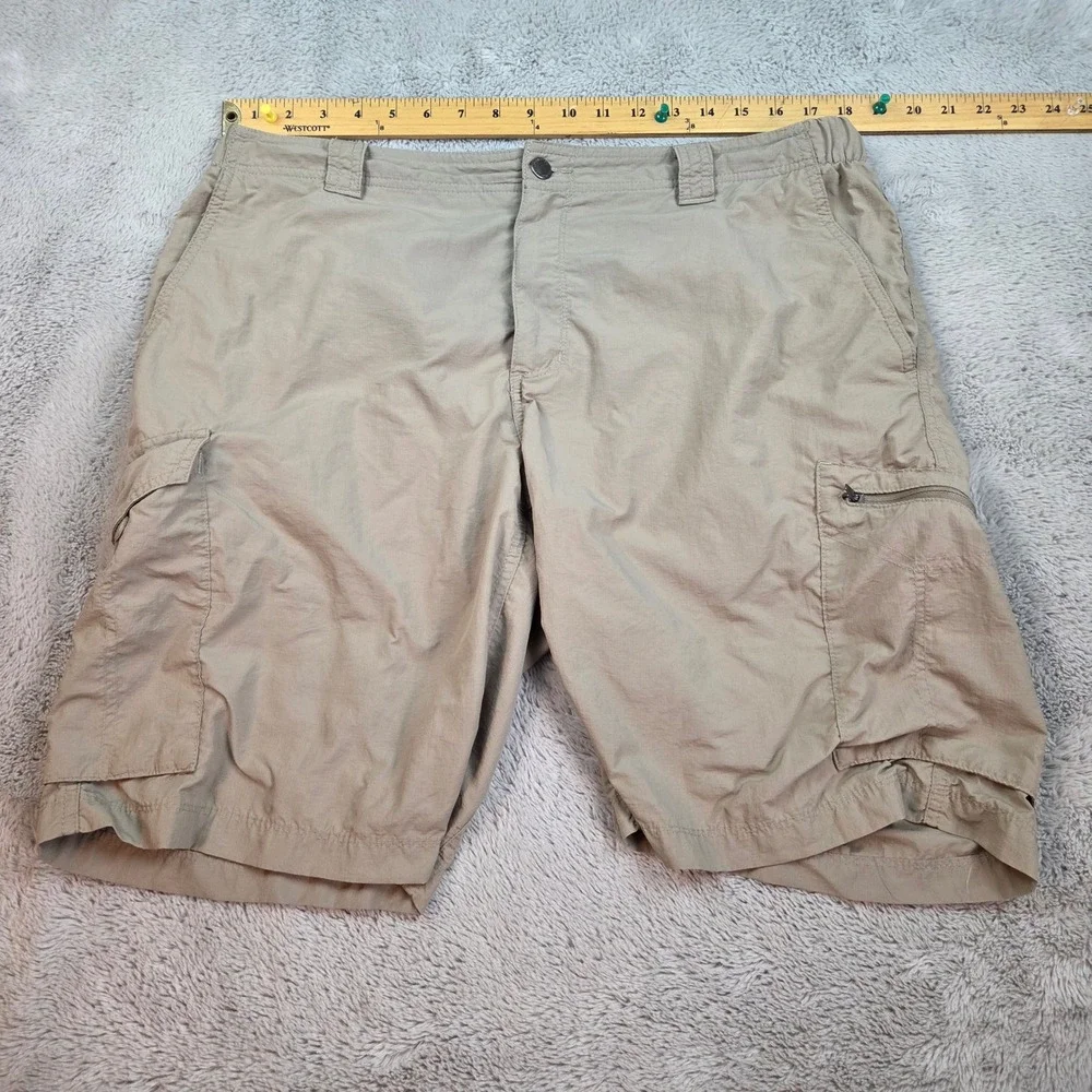 Columbia Cargo Shorts Mens 38W 10L Hiking Utility Lightweight Ripstop Tan Khaki